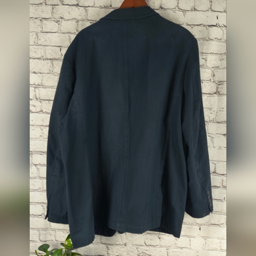 Navy Cotton LL Bean 50T Tall Blazer Jacket - Picture 2 of 10